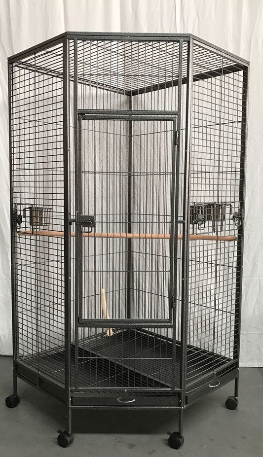 YES4PETS 162cm Large Corner Bird Cage Pet Parrot Aviary Perch Castor Wheel - Pet And Farm