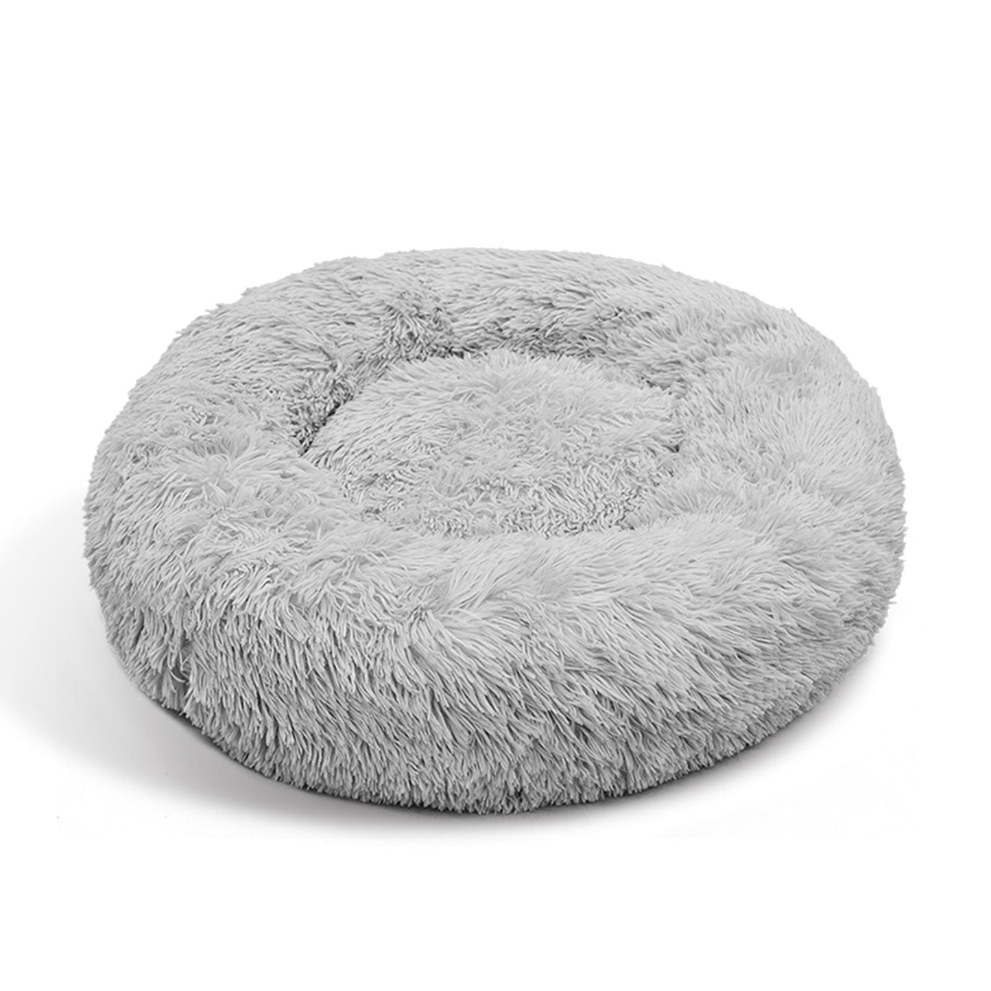 Pet Dog Bed Bedding Warm Plush Round Comfortable Dog Nest Light Grey Large 90cm Large - Pet And Farm 