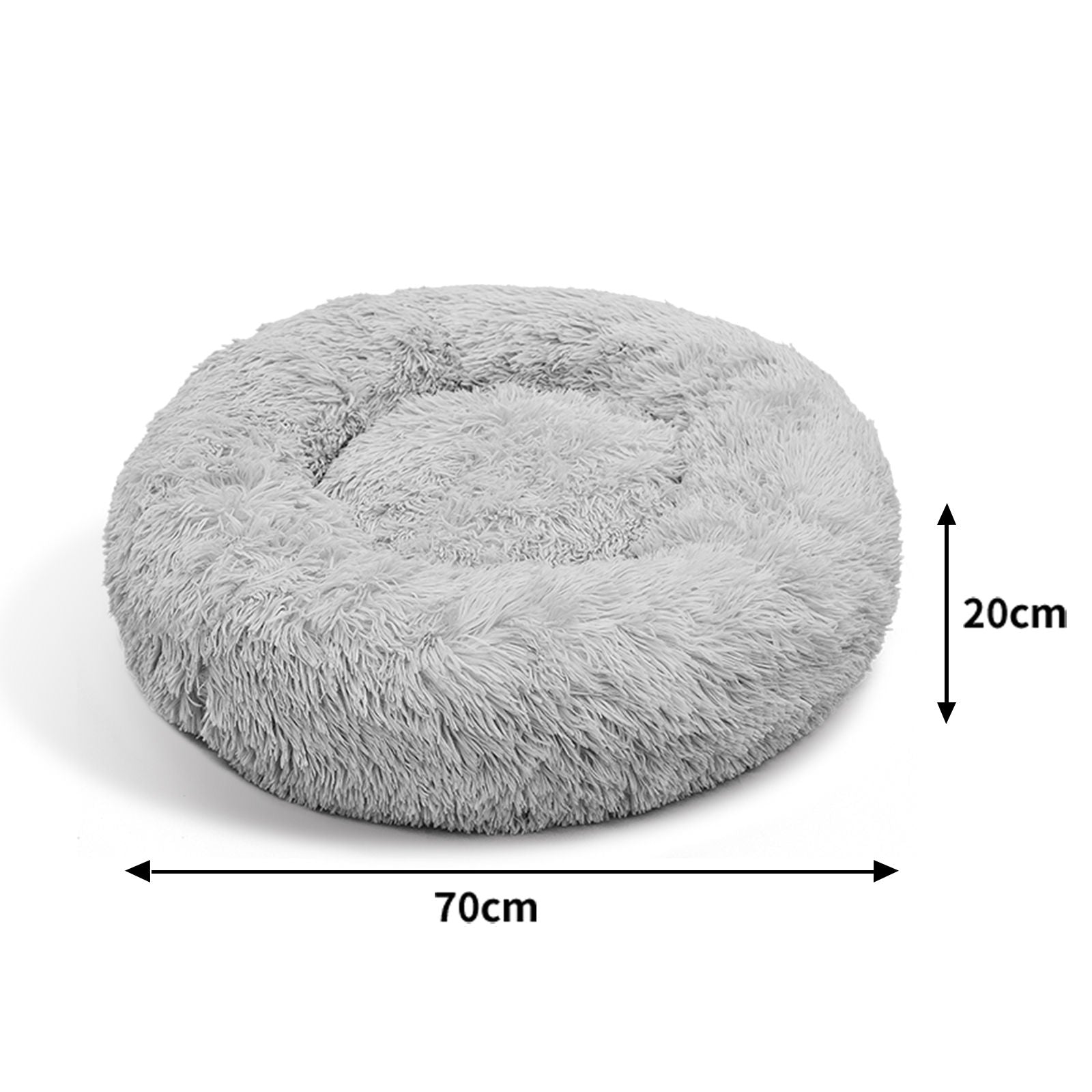 Pet Dog Bed Bedding Warm Plush Round Comfortable Dog Nest Light Grey M 70cm - Pet And Farm 