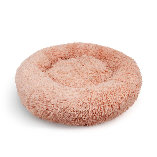 Pet Dog Bedding Warm Plush Round Comfortable Nest Comfy Sleeping kennel Pink Large 90cm - Pet And Farm 