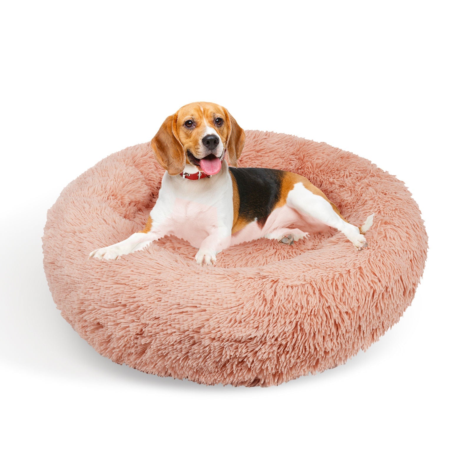 Pet Dog Bedding Warm Plush Round Comfortable Nest Comfy Sleeping kennel Pink Large 90cm - Pet And Farm 