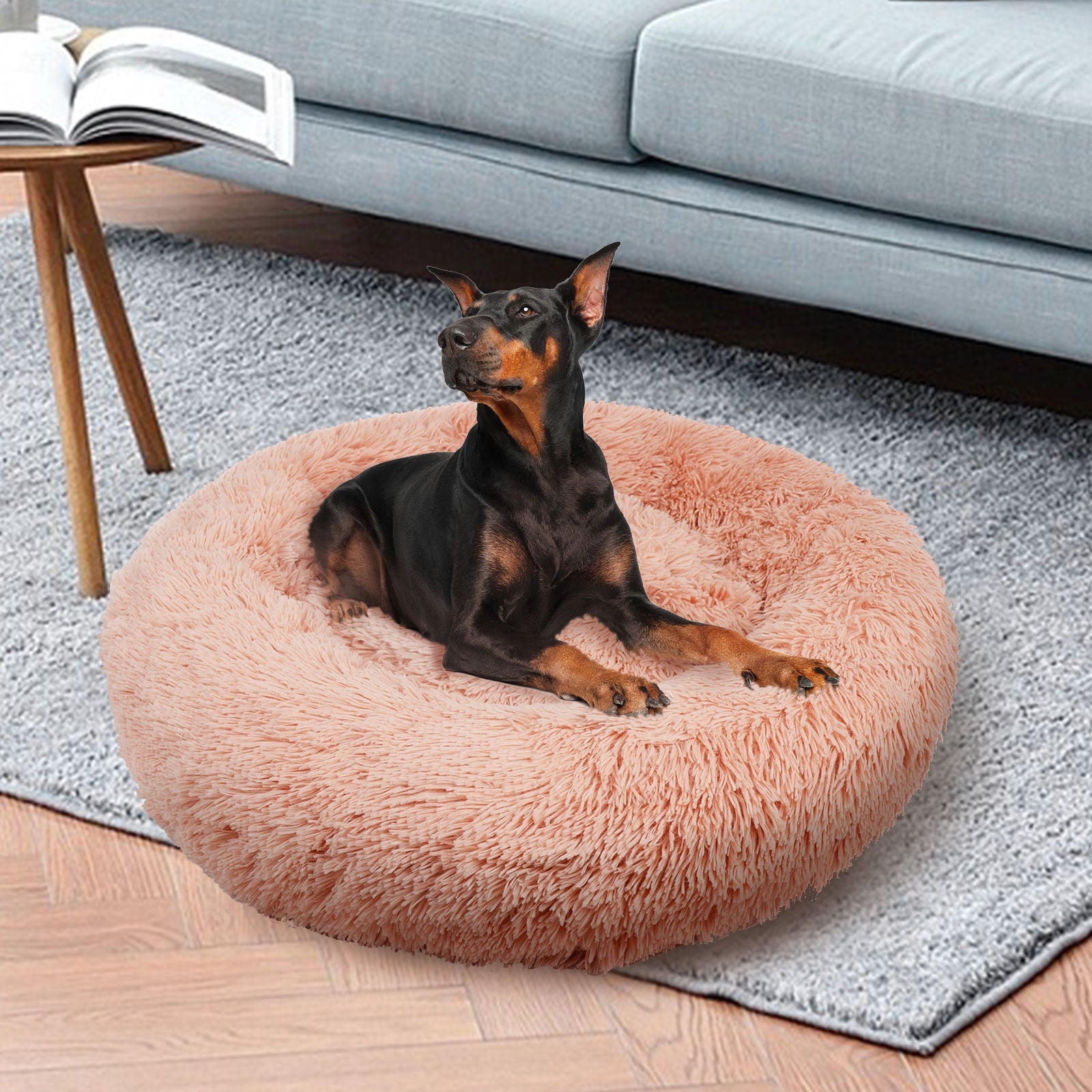 Pet Dog Bedding Warm Plush Round Comfortable Nest Comfy Sleeping kennel Pink Large 90cm - Pet And Farm 