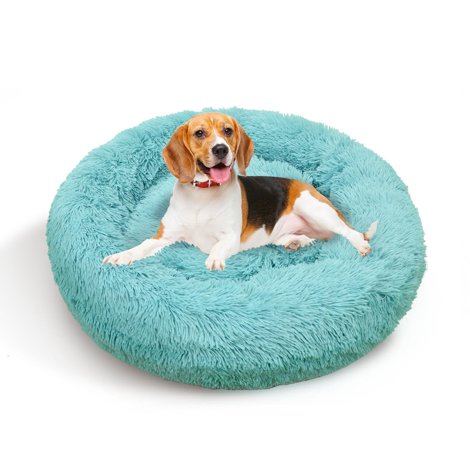 Pet Dog Bedding Warm Plush Round Comfortable Nest Comfy Sleeping kennel Green Large 90cm - Pet And Farm 