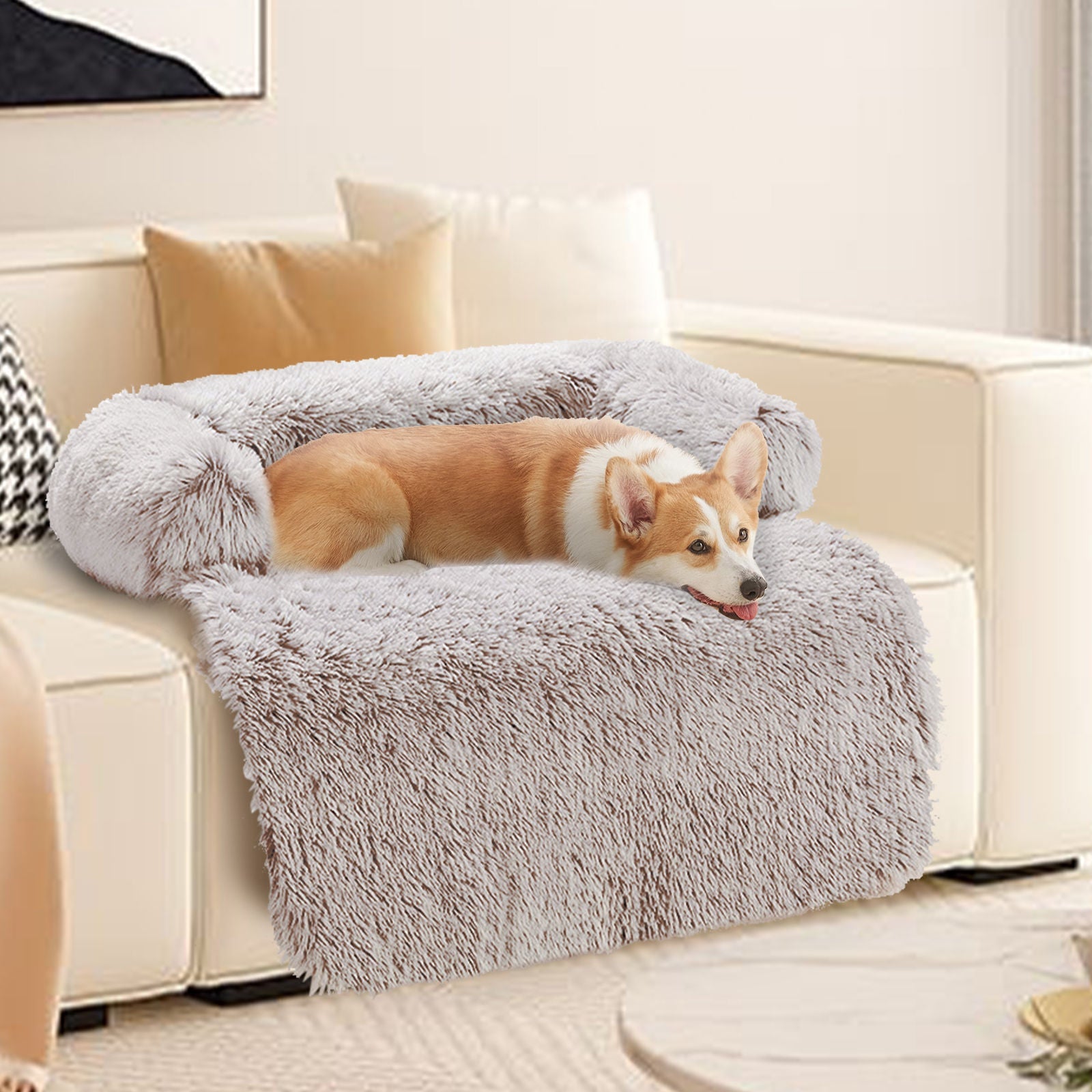 Pet Sofa Bed Dog Calming Sofa Cover Protector Cushion Plush Mat S - Pet And Farm 