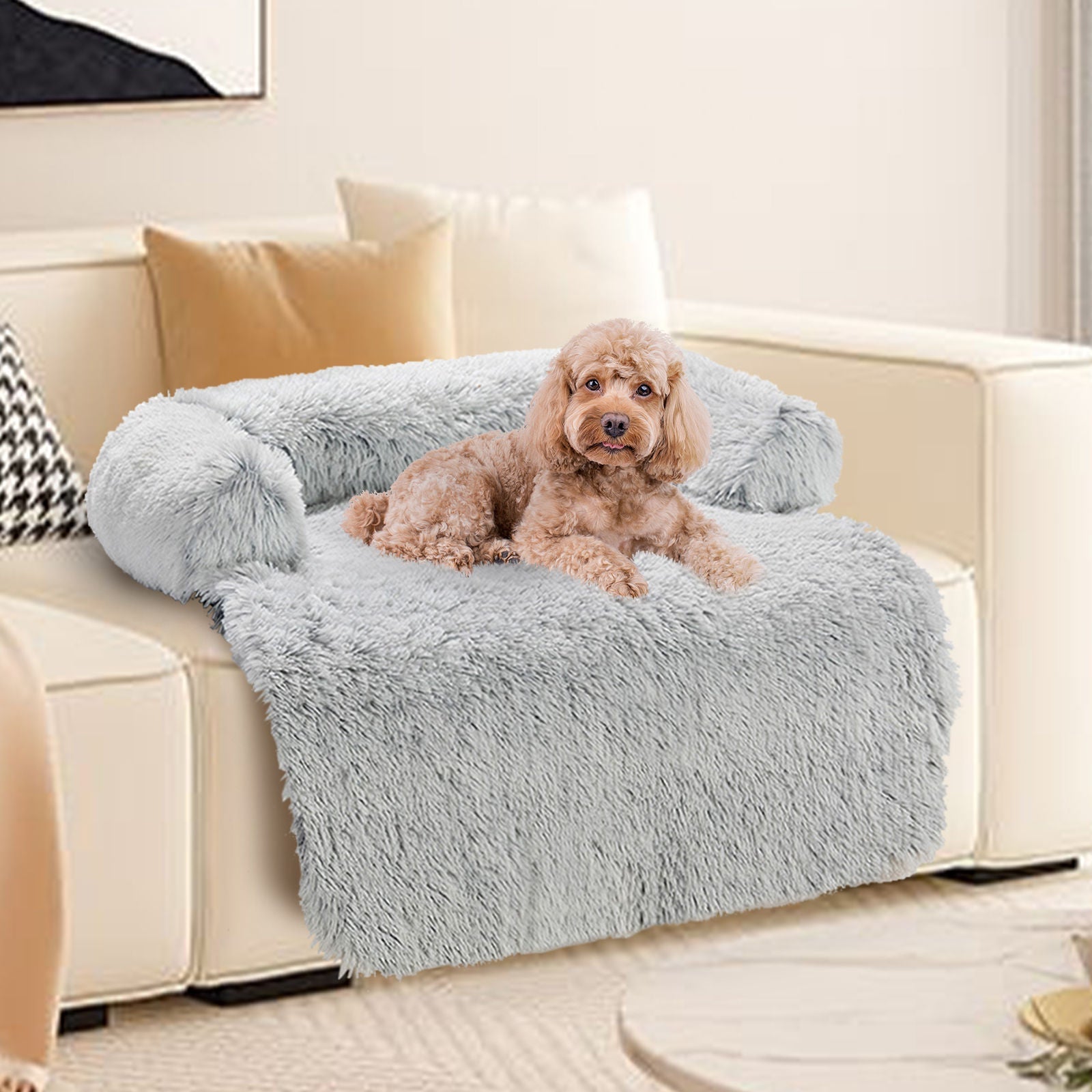 Pet Sofa Bed Dog Cat Calming Waterproof Sofa Cover Protector Slipcovers M - Pet And Farm 