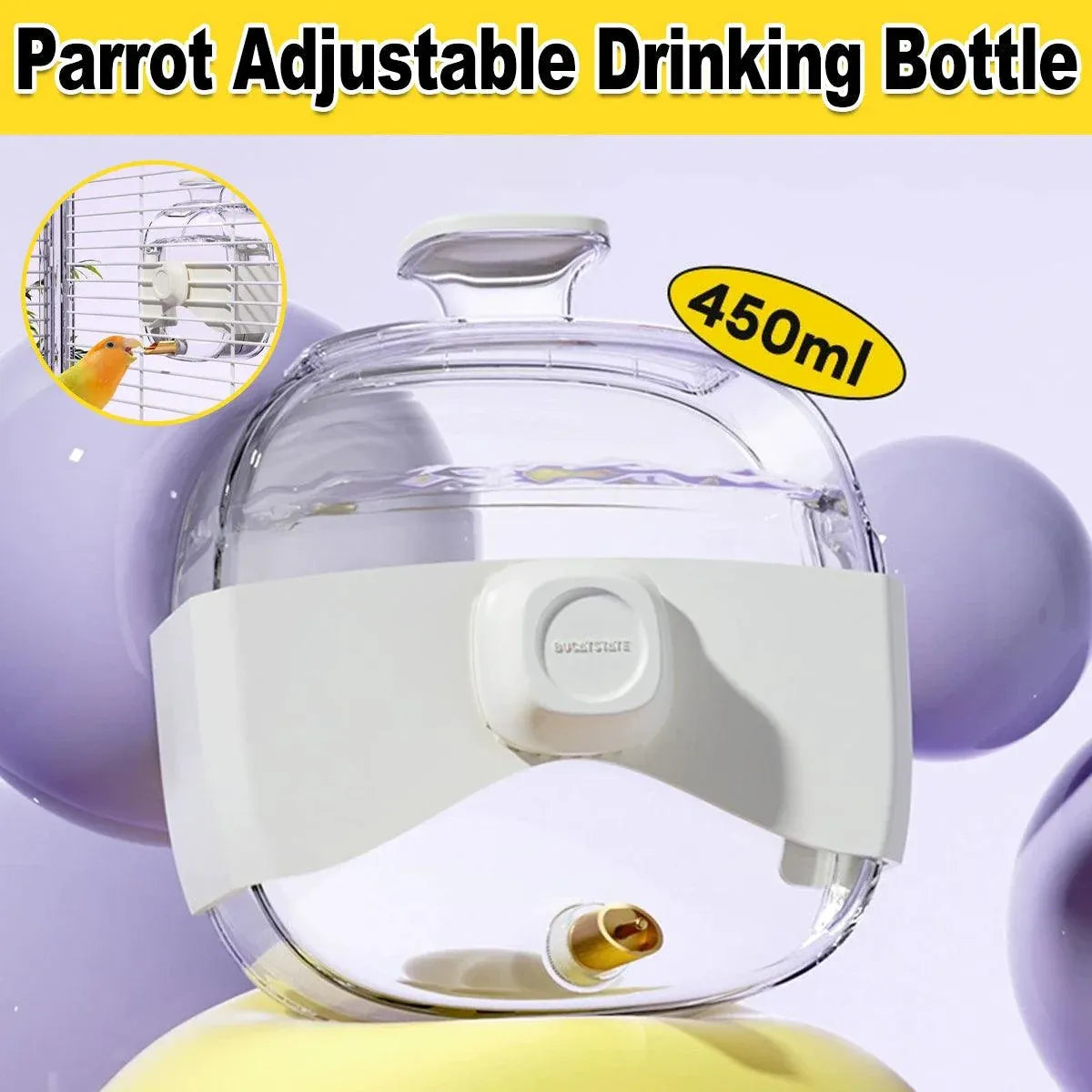 450ml Parrot Water Bottle Bird Drinker Feeder Large Capacity for Birds and Pet