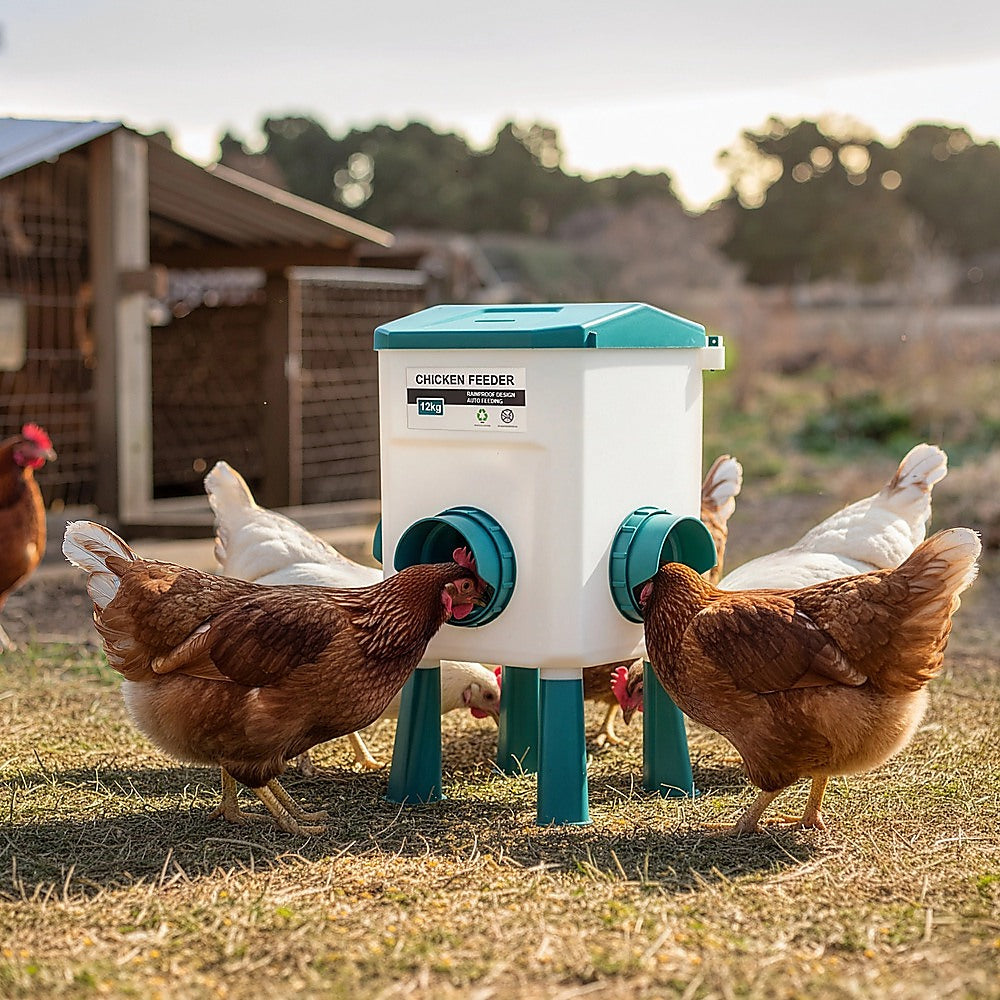 Chicken Feeder Water Food Treadle Poultry Feeding 12KG Large Capacity 11L - Pet And Farm 