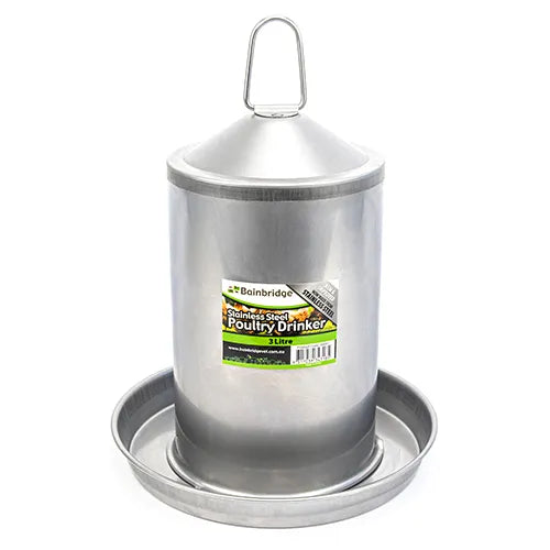 Poultry Drinker – Stainless Steel 3L - Pet And Farm