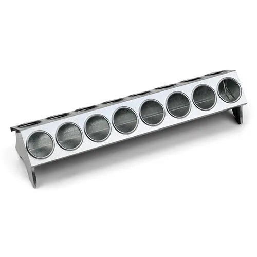 Poultry Galvanised Feeding Trough with Holes - Pet And Farm