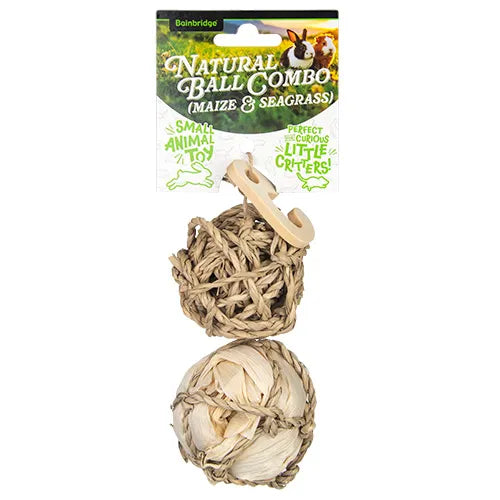 Small Animal Toy Natural Ball Combo Maize Seagrass - Pet And Farm 