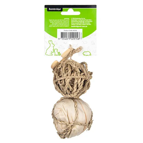 Small Animal Toy Natural Ball Combo Maize Seagrass - Pet And Farm 