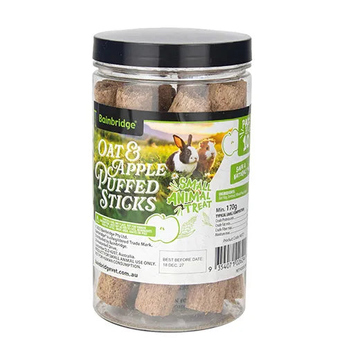 Small Animal Treat Oat & Apple Puffed Sticks 170g - Pet And Farm 
