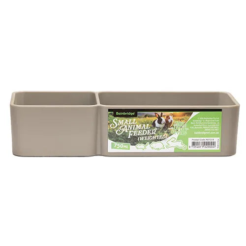 Small Animal Feeder Bowl Weighted Double Rectangular