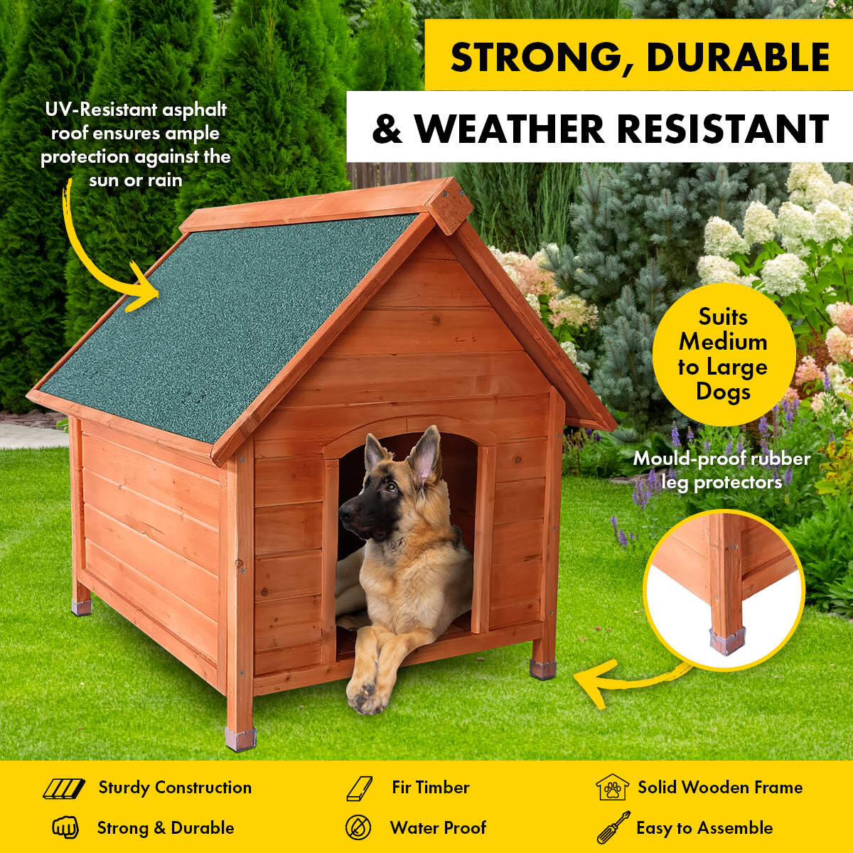 Pet Basic Dog Kennel A Frame Weather Resistant Timber Elevated Base 103cm - Pet And Farm 