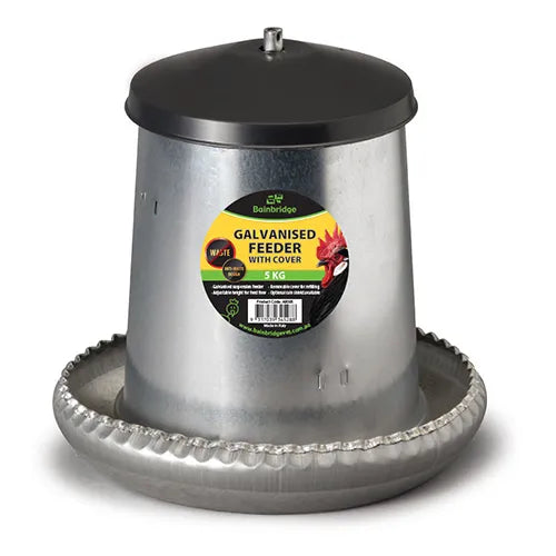 Bainbridge Supreme Galvanised Poultry Feeder with Cover – 5kg - Pet And Farm