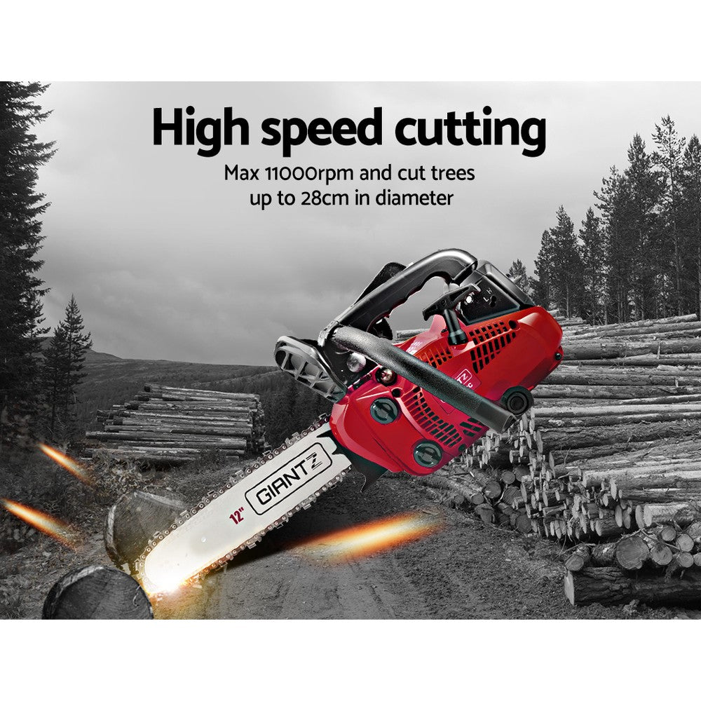 Giantz 25CC Commercial Petrol Chainsaw - Red & Black - Pet And Farm 