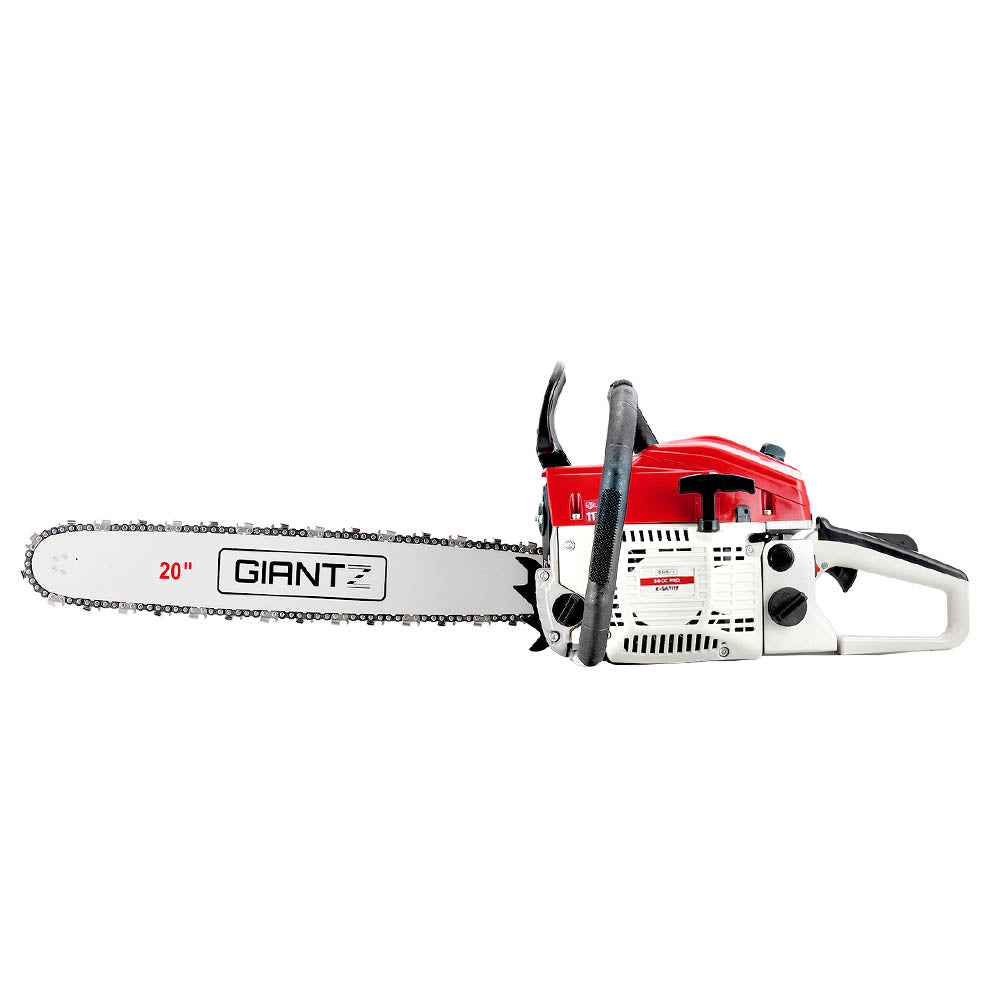 Giantz 58CC Commercial Petrol Chainsaw - Red & White - Pet And Farm 