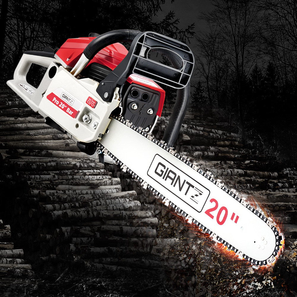 Giantz 58CC Commercial Petrol Chainsaw - Red & White - Pet And Farm 