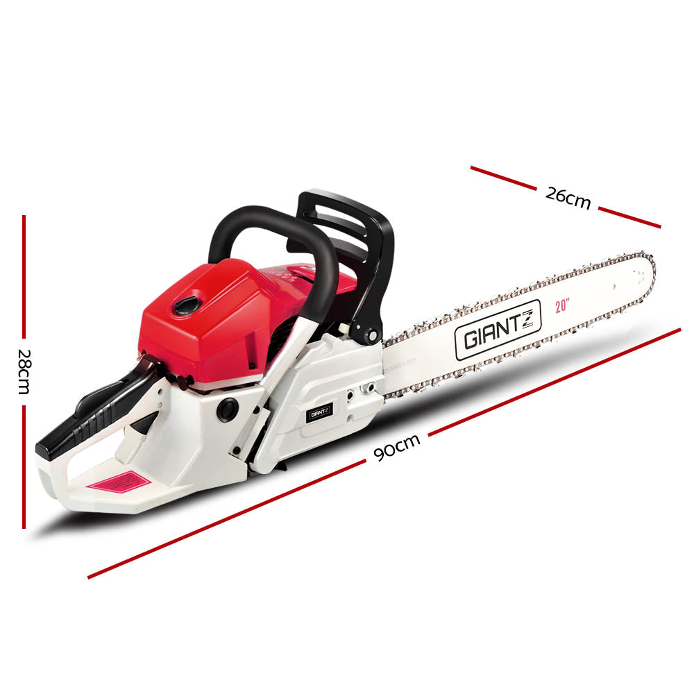 Giantz 62CC Commercial Petrol Chainsaw - Red & White - Pet And Farm 