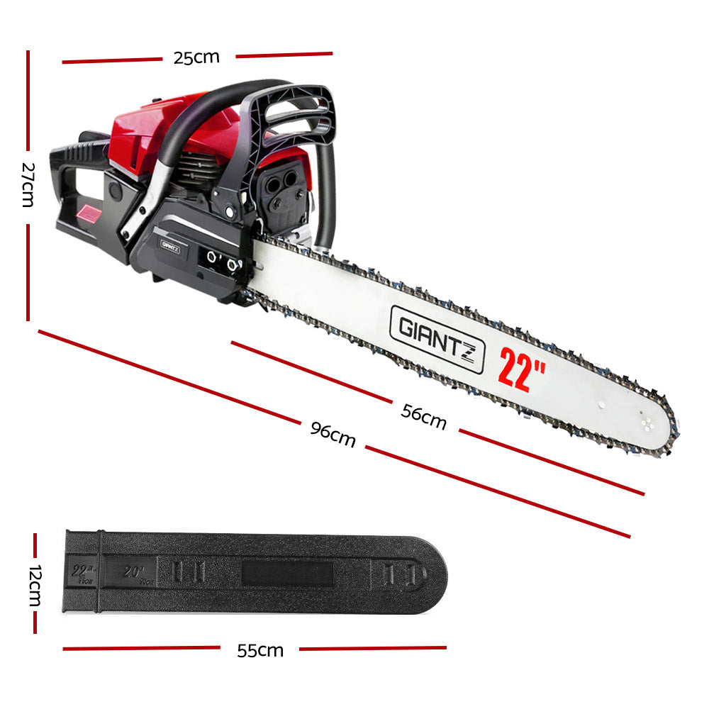 GIANTZ 58cc Commercial Petrol Chainsaw 22 Bar E-Start Chains Saw Tree Pruning - Pet And Farm 