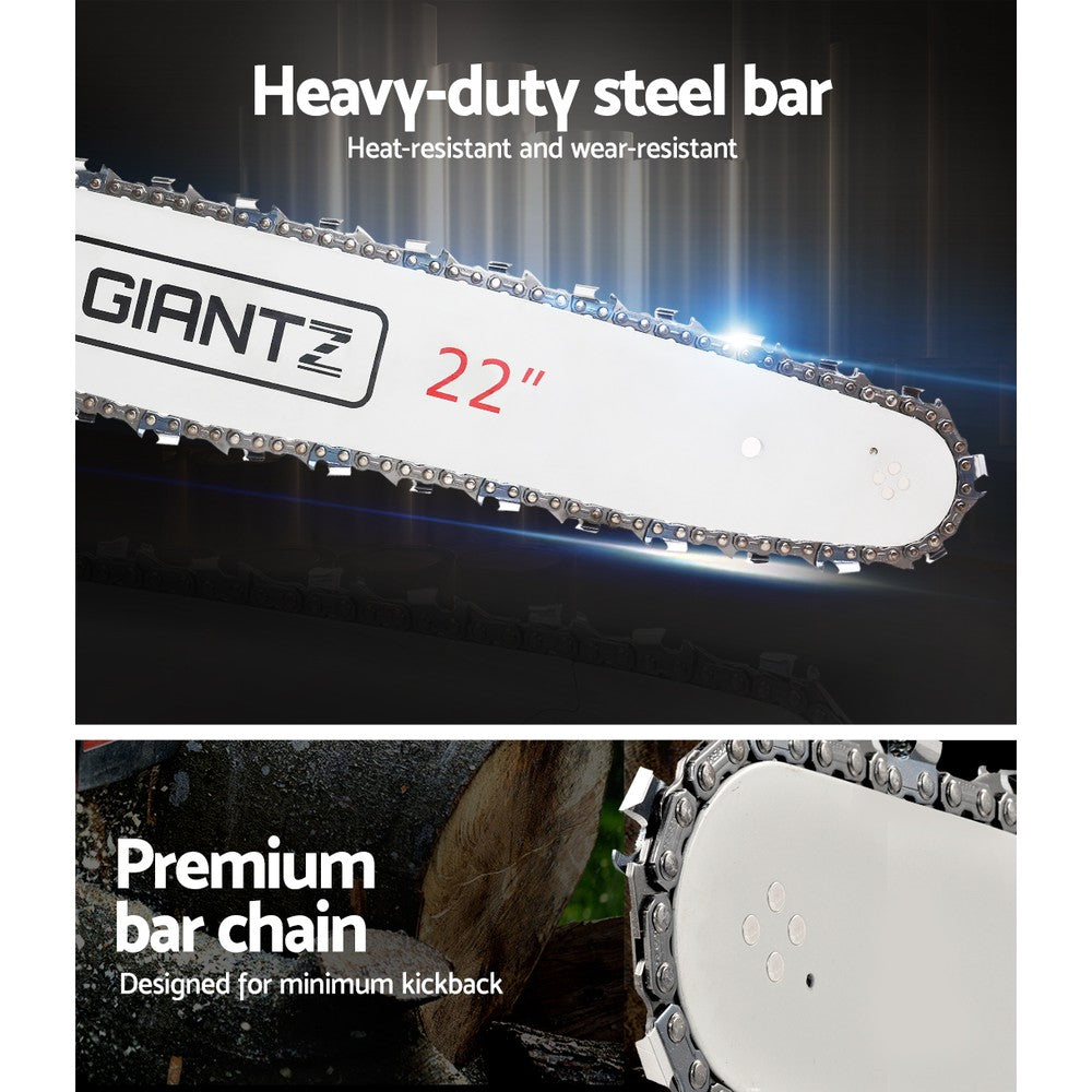 GIANTZ 58cc Commercial Petrol Chainsaw 22 Bar E-Start Chains Saw Tree Pruning - Pet And Farm 