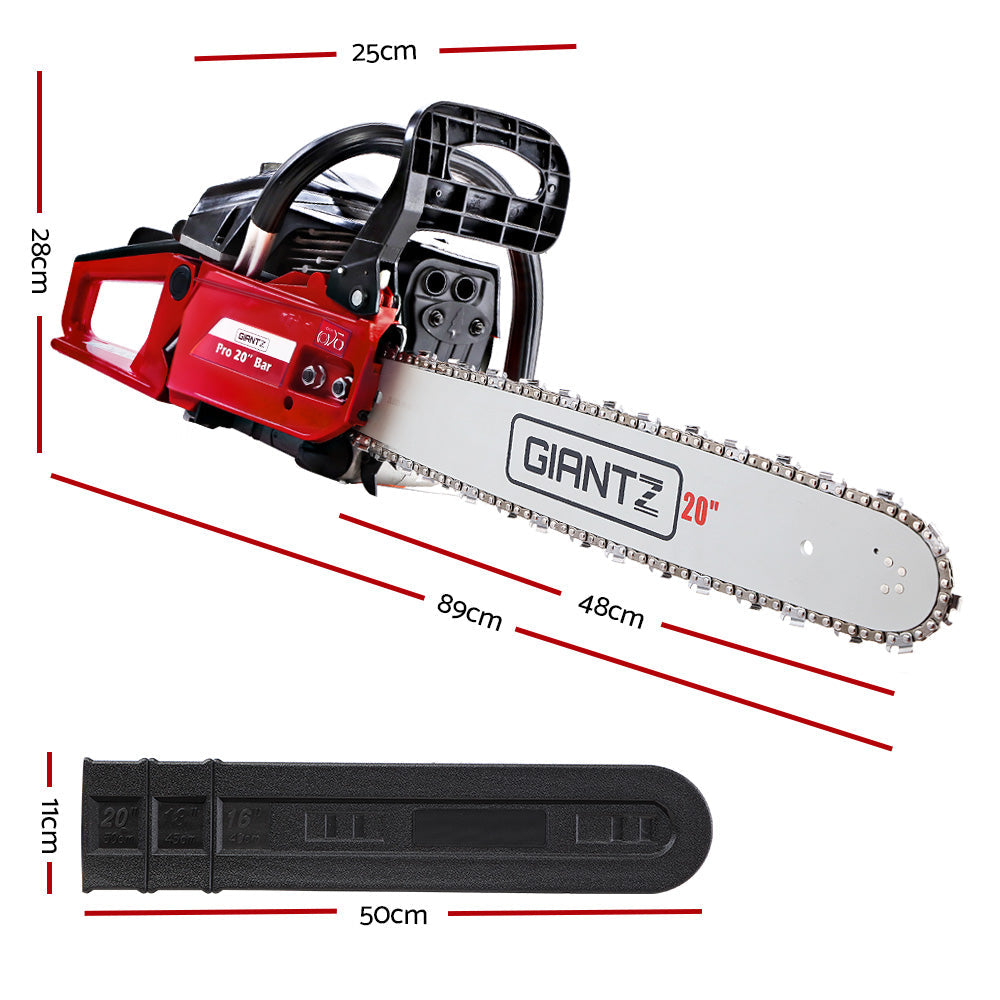 GIANTZ 52CC Petrol Commercial Chainsaw Chain Saw Bar E-Start Black - Pet And Farm 