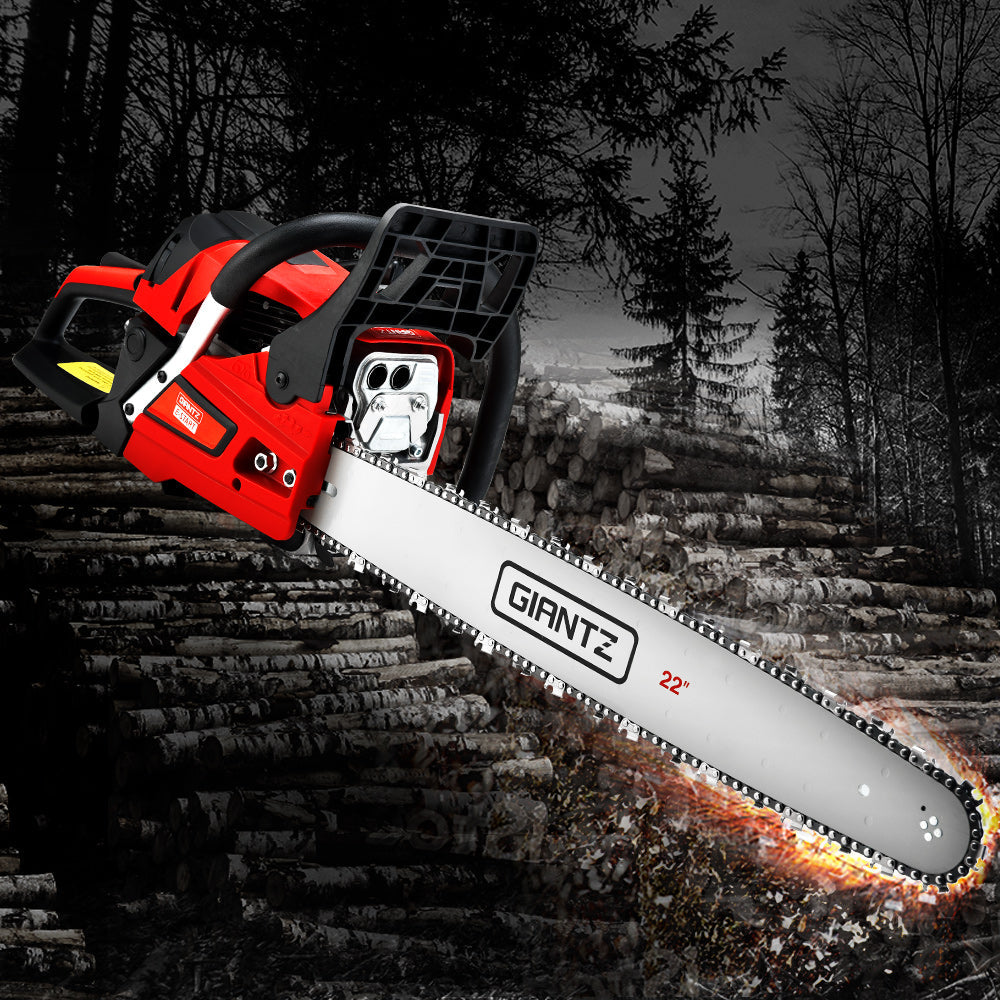 Giantz Chainsaw 58cc Petrol Commercial Pruning Chain Saw E-Start 22'' Bar Top - Pet And Farm 