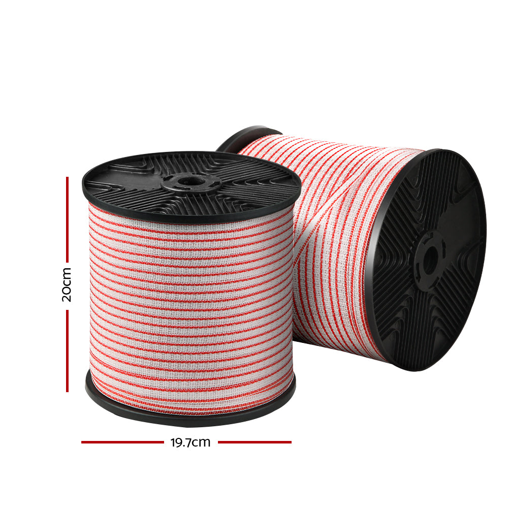 Giantz Electric Fence Wire 400M Tape Fencing Roll Energiser Poly Stainless Steel - Pet And Farm 