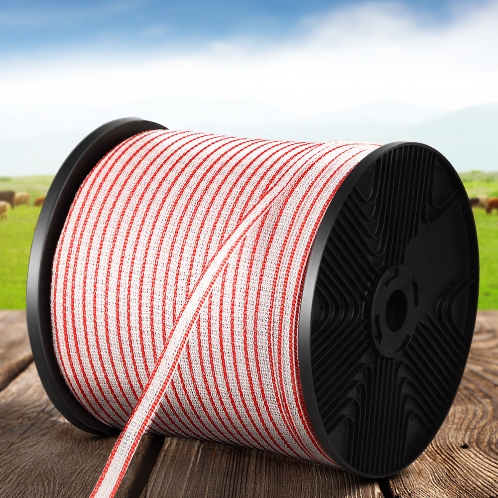 Giantz Electric Fence Wire 400M Tape Fencing Roll Energiser Poly Stainless Steel - Pet And Farm 