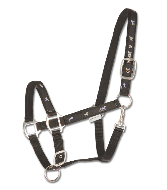 Esperia Little Horses Halter - Black - Pet And Farm 