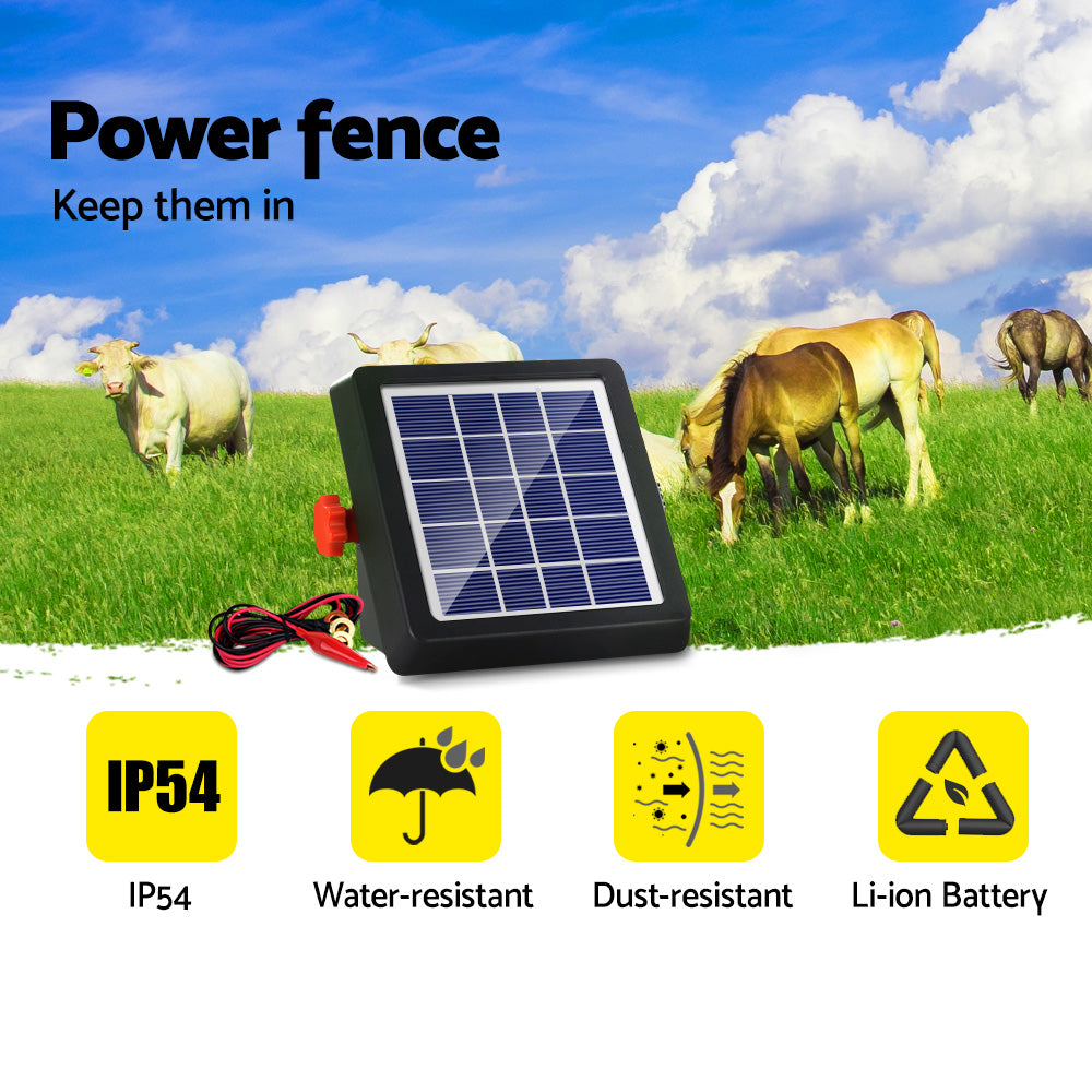 Giantz 4km Electric Fence Energiser Solar Energizer Charger Farm Animal 0.13J - Pet And Farm 