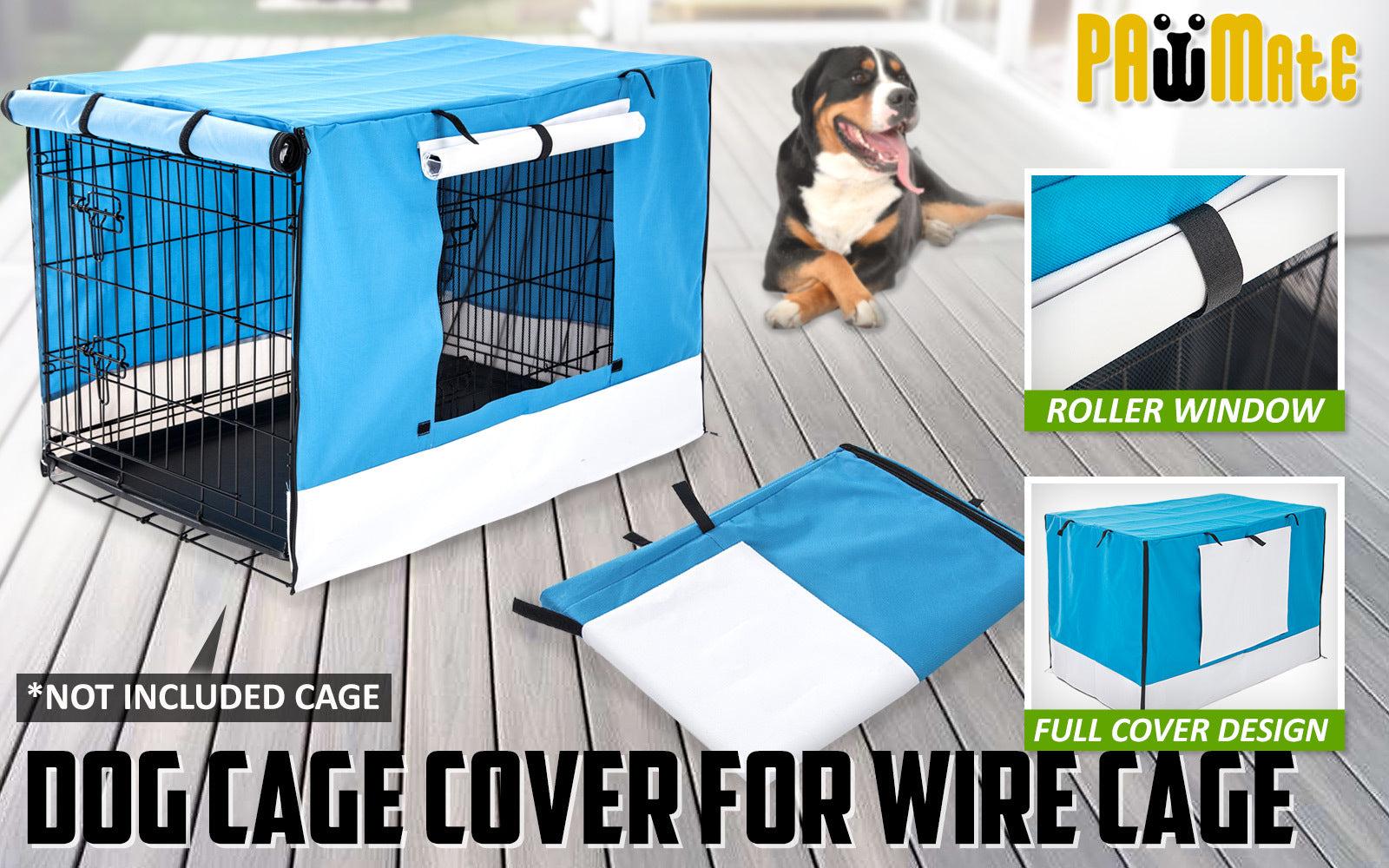 Paw Mate Blue Cage Cover Enclosure for Wire Dog Cage Crate 36in - Pet And Farm 