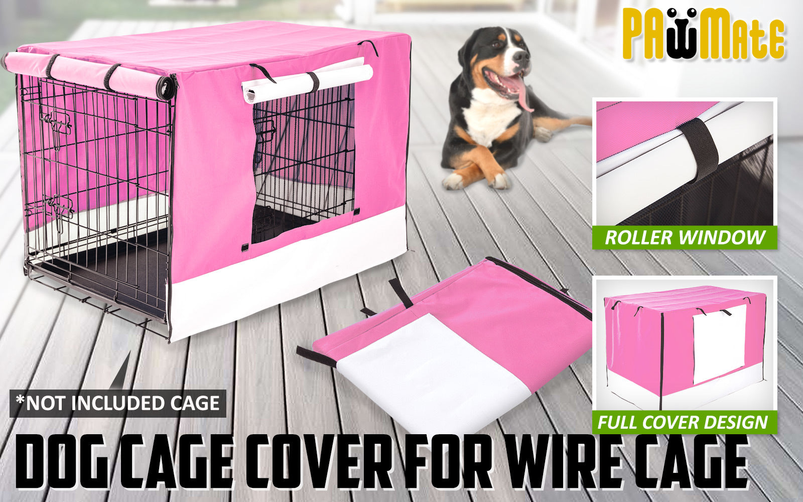 Paw Mate Pink Cage Cover Enclosure for Wire Dog Cage Crate 42in - Pet And Farm 