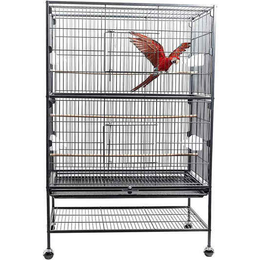 132cm Large Rolling Mobile Bird Cage Birdcage Finch Aviary Parrot Animals Playtop Stand Canary Finch - Pet And Farm 