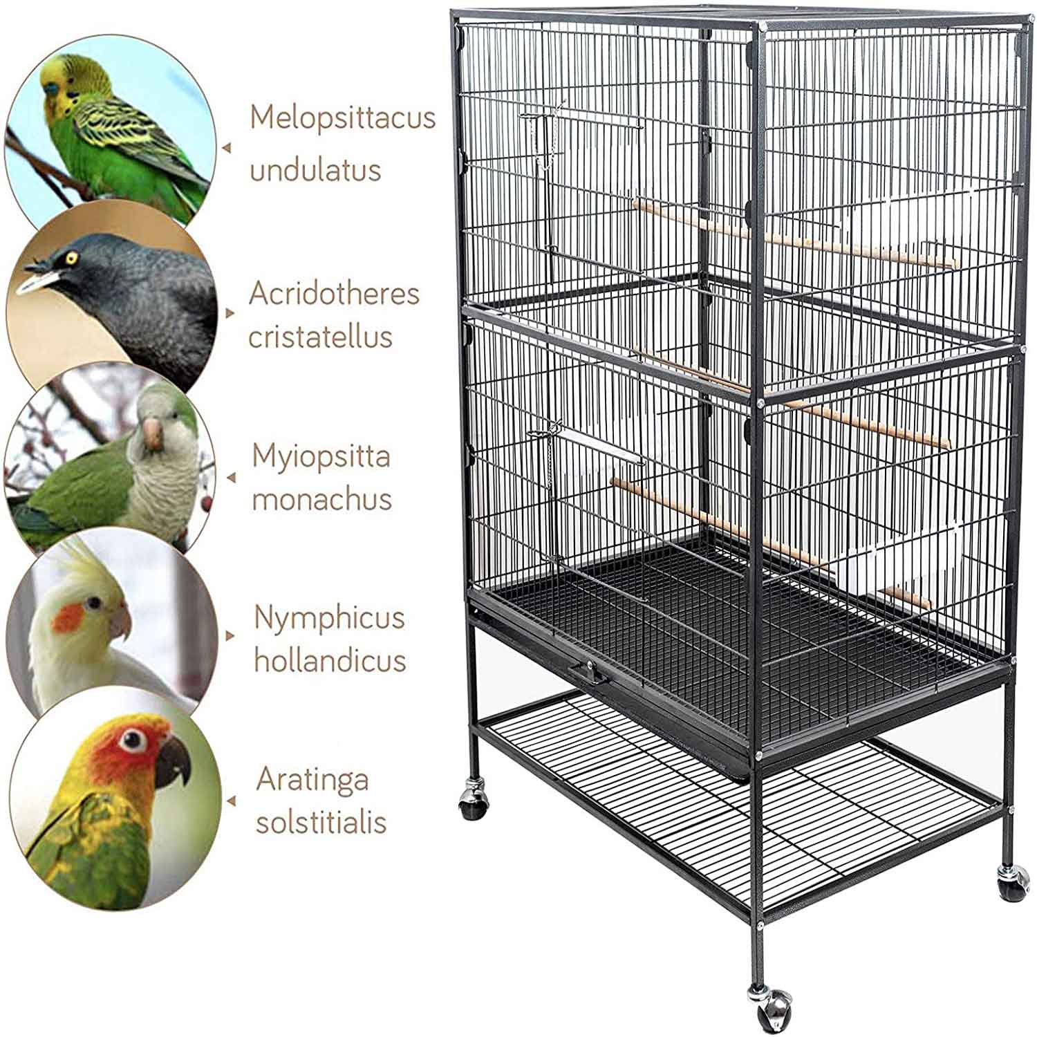 132cm Large Rolling Mobile Bird Cage Birdcage Finch Aviary Parrot Anim ...