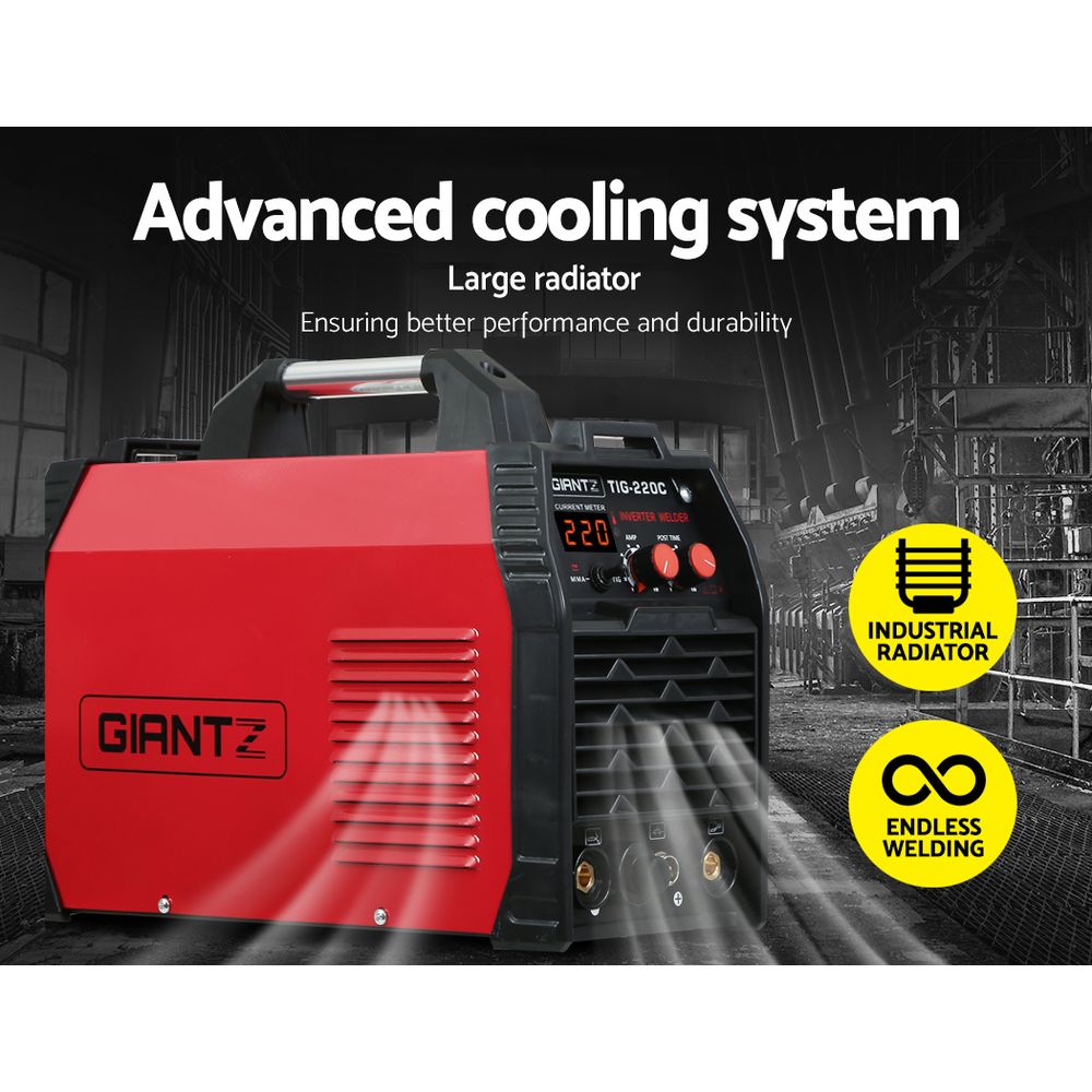 Giantz 220 Amp Inverter Welder TIG MMA ARC DC Gas Welding Machine Stick Portable - Pet And Farm 