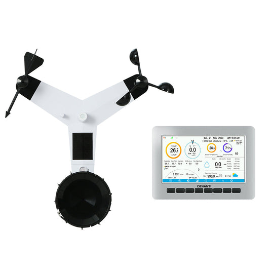 Devanti Weather Station Indoor Outdoor Wireless WiFi Rain Gauge Anemometer Solar - Pet And Farm