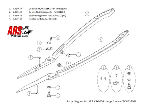 ARS Centre Bolt, Washer & Nut For KR1000 - Pet And Farm 