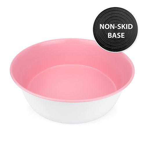 Dog Bowl Stainless Steel Non-Skid - Pink & White - Pet And Farm