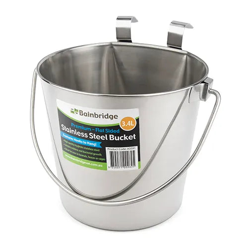 Flat Sided Stainless Buckets - Pet And Farm 